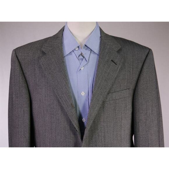 Hickey-Freeman Gray/Black Herringbone Tweed Wool 3-Btn Blazer Sportcoat 42L - Picture 3 of 10